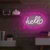 FOREVER LIGHT Neon LED dekorációs lámpa HELLO rózsaszín / fehér, USB, be/ki kapcsoló,  3 X AA, falra akasztható