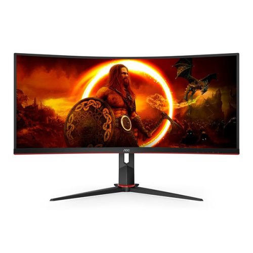 AOC Ívelt Gaming 180Hz VA monitor 34" CU34G2XP/BK, 3440x1440, 21:9, 430cd/m2, 1ms, 2xHDMI/DisplayPort, 4xUSB