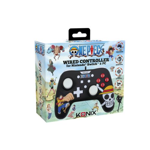 KONIX - ONE PIECE Nintendo Switch/PC Kompatibilis Vezetékes kontroller, Fekete