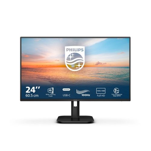 PHILIPS IPS monitor 23.8" 24E1N1300A/00 1920x1080, 16:9, 250cd/m2, 4ms, HDMI/2xUSB/USB-C, hangszóró, 100Hz