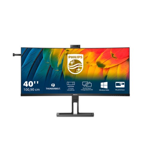 PHILIPS Ívelt monitor 40" 40B1U6903CH, 5120x2160, 21:9, 300 cd/m2, 4ms, HDMIx2/DP/Thunderbolt/USBx5/USB-C/LAN, hangszóró