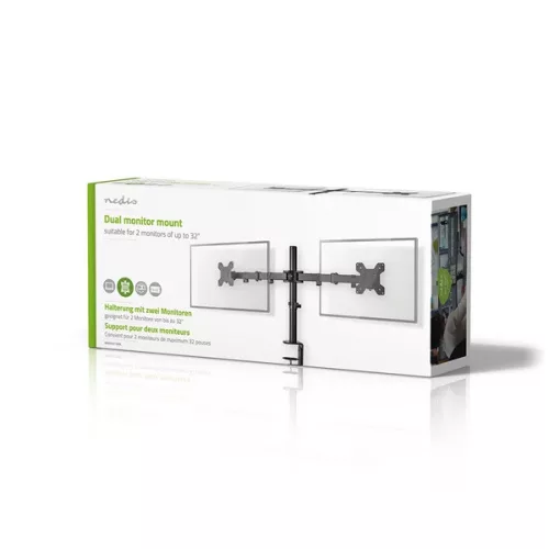 Nedis MMDOS110BK 15"-32" asztali 2 monitor tartóállvány, maximum 8 kg, forgatható dönthető, acél, fekete