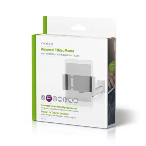 Nedis TWMT200SI 7"-12" tablet fali tartó konzol, maximum 1 kg, 360° fokban forgatható, dönthető, fehér/ezüst