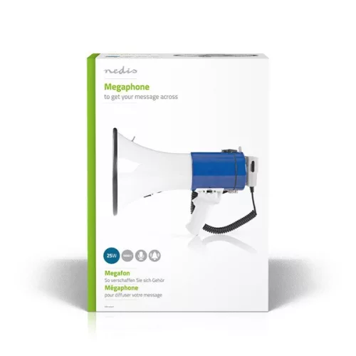 Nedis MEPH200WT megafon, beépített sziréna, hatótávolság 1500 m, 135dB, levehető mikrofon, 25W