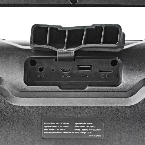 Nedis SPBB310BK akkumulátoros party boombox, 120W, Bluetooth, 10 m hatótávolság, USB, microSD , 6 óra vez nélkül