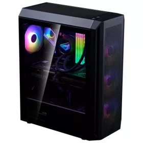   ADATA XPG Ház Midi ATX Valor AIR PLUS, 4x120mm RGB ventilátor, Tápegység nélkül, üvegfalú, fekete