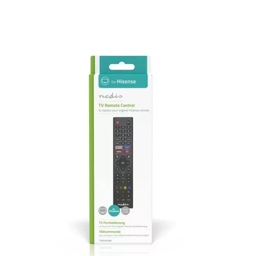 Nedis TVRC45HIBK csere távirányító, Hi-Sense, előre programozott, Amazon Prime, Disney+, Netflix, Rakuten TV gombok