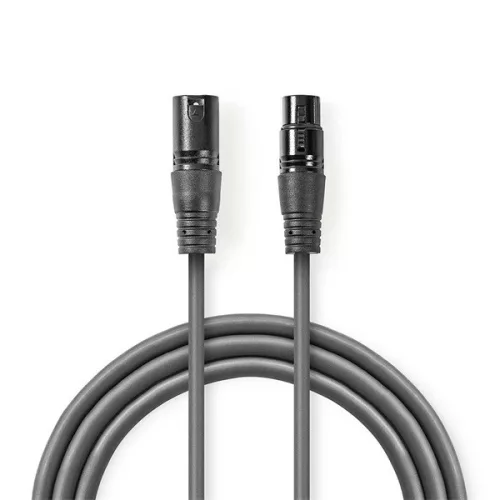 Nedis COTH15010GY30 balanced/szimmetrikus félprofi XLR audio kábel, XLR dugó - aljzat, 3m, rugalmas