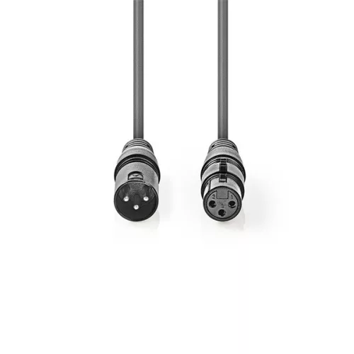 Nedis COTH15010GY30 balanced/szimmetrikus félprofi XLR audio kábel, XLR dugó - aljzat, 3m, rugalmas