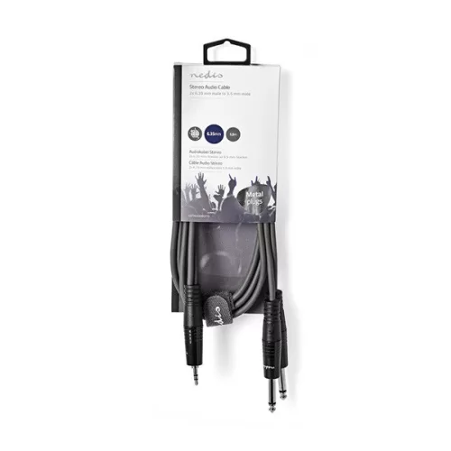 Nedis COTH23200GY15 félprofi audio kábel, 3,5mm sztero jack dugó - 2 x 6,35mm mono jack dugó, hossz 1.5m, rugalmas