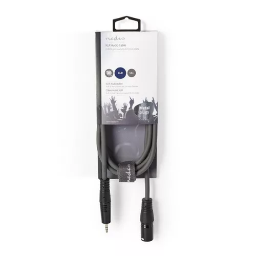 Nedis COTH15300GY15 balanced/szimmetrikus félprofi audio kábel, 3,5mm jack dugó - 3p XLR dugó, 1.5m, rugalmas