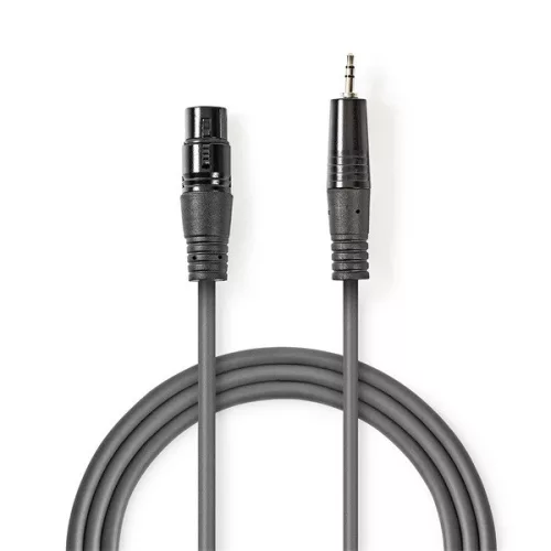 Nedis COTH15300GY30 balanced/szimmetrikus félprofi audio kábel, 3,5mm sztero jack dugó - 3p XLR dugó, 3m, rugalmas
