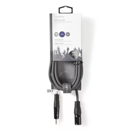 Nedis COTH15300GY30 balanced/szimmetrikus félprofi audio kábel, 3,5mm sztero jack dugó - 3p XLR dugó, 3m, rugalmas