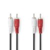 Nedis CAGL24200BK15 sztereo audio kábel, 2 X RCA dugó - 2 X RCA dugó, hossz 1.5m