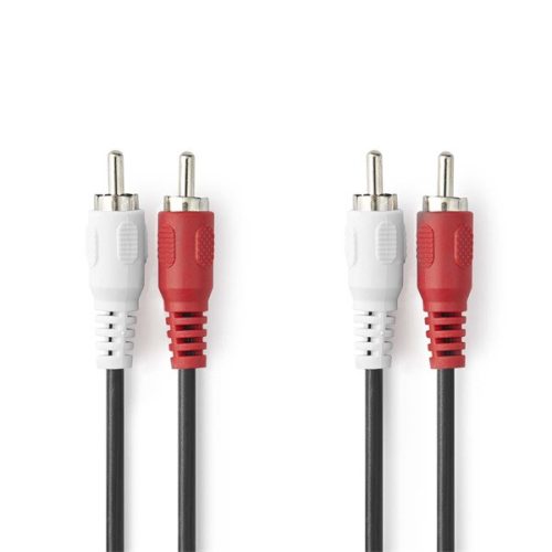 Nedis CAGL24200BK30 sztereo audio kábel, 2 X RCA dugó - 2 X RCA dugó, hossz 3m