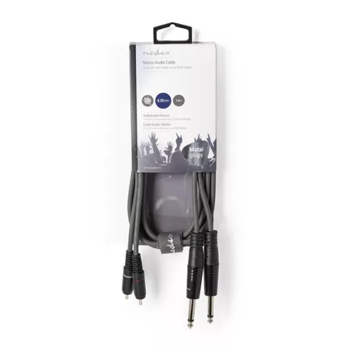 Nedis COTH23320GY15 félprofi audio kábel, 2 x 6,35mm mono jack dugó - 2 X RCA dugó, hossz 1.5m, rugalmas