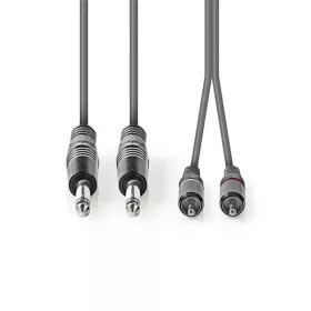   Nedis COTH23320GY30 félprofi audio kábel, 2 x 6,35mm mono jack dugó - 2 X RCA dugó, hossz 3m, rugalmas