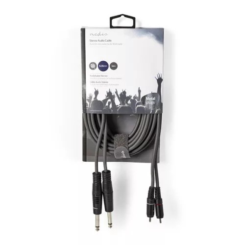 Nedis COTH23320GY50 félprofi audio kábel, 2 x 6,35mm mono jack dugó - 2 X RCA dugó, hossz 5m, rugalmas