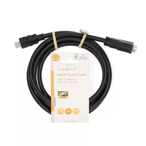 Nedis CCGL34800BK20 HDMI - DVI-D 24+1p kábel, 1080p, hossz 2m