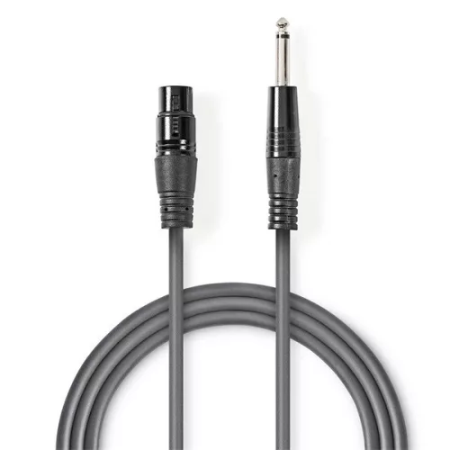 Nedis COTH15120GY30 unbalanced / asszimetrikus félprofi audio kábel, 6,35mm mono jack dugó - 3p XLR aljzat, hossz 3m