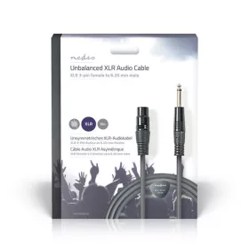   Nedis COTH15120GY100 unbalanced / asszimetrikus félprofi audio kábel, 6,35mm mono jack dugó - 3p XLR aljzat, hossz 10m