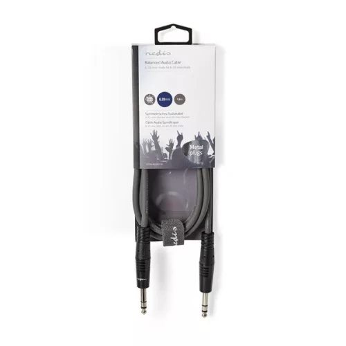 Nedis COTH23020GY15 félprofi audio kábel, 2 x 6,35mm sztereo jack dugó, hossz 1.5m, rugalmas
