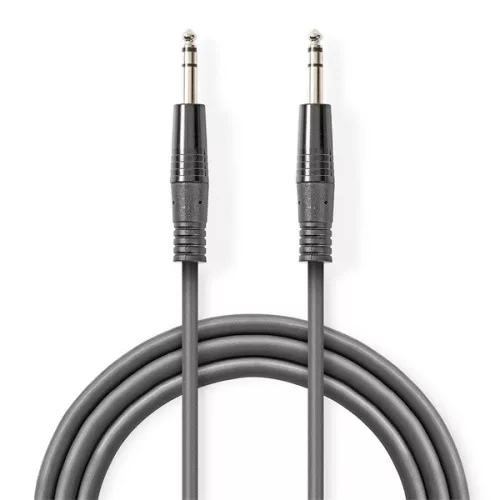 Nedis COTH23020GY50 félprofi audio kábel, 2 x 6,35mm sztereo jack dugó, hossz 5m, rugalmas
