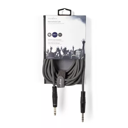 Nedis COTH23020GY50 félprofi audio kábel, 2 x 6,35mm sztereo jack dugó, hossz 5m, rugalmas