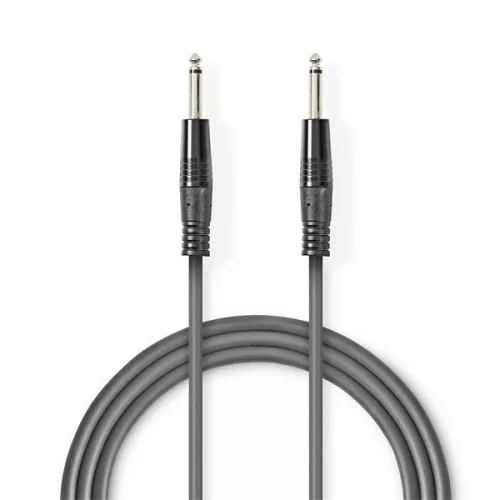 Nedis COTH23000GY50 félprofi audio kábel, 2 x 6,35mm mono jack dugó, hossz 5m, rugalmas