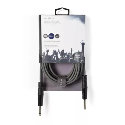 Nedis COTH23000GY50 félprofi audio kábel, 2 x 6,35mm mono jack dugó, hossz 5m, rugalmas