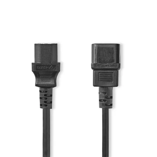 Nedis CEGL10500BK20 tápkábel IEC-320-C14 - IEC-320-C13, 3 x 0.75 mm, C13-C14, PC, M/F, 2m