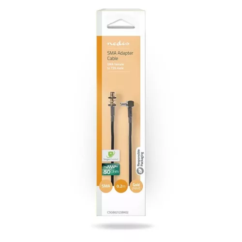 Nedis SMA kábel, SMA aljzat - TS9, 50 Ohm, 0.20m, CSGB02125BK02