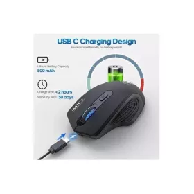   IMICE Vezeték nélküli egér optikai, G-1800RC BK, 1600dpi, USB, Fekete, tölthető akku