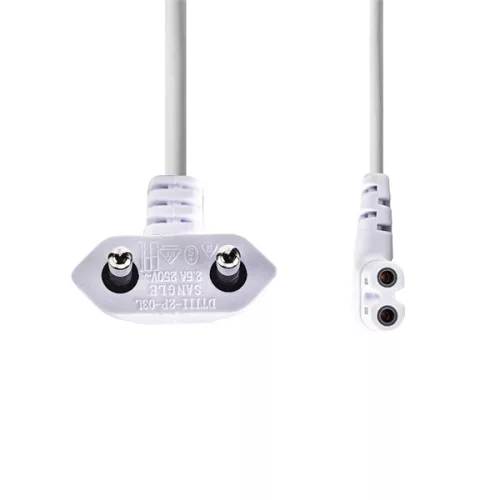 Nedis CEGL11055WT20 tápkábel, Euro dugó,  IEC-320-C7,  pipa, szögben balra, 2m, fehér