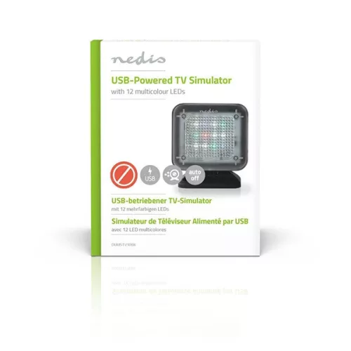 Nedis DUMSTV10BK Tv szimulátor lámpa, valósághű TV effektusok, beépített időzítő, USB, plug and play funkció