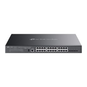   TP-LINK Switch 8x1000Mbps(8xPOE++) + 16x1000Mbps(16xPOE+) + 4x10Gbps SFP+ + 1xkonzol port, Menedzselhető, SG5428XMPP