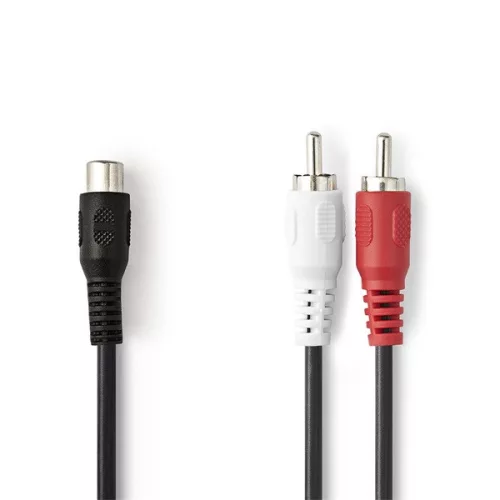 Nedis CAGB24020BK02 sztereo audio kábel, 1x RCA aljzat - 2x RCA dugó, 0,20m