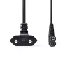Nedis CEGL11055BK30 tápkábel, Euro dugó,  IEC-320-C7,  pipa, szögben balra, 3m, fekete