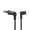 Nedis CEGL11055BK30 tápkábel, Euro dugó,  IEC-320-C7,  pipa, szögben balra, 3m, fekete