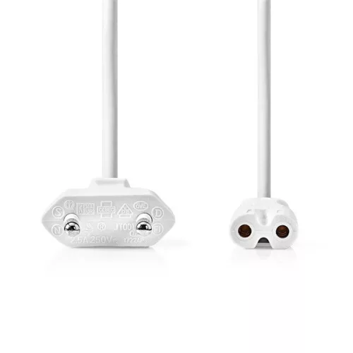 Nedis CEGL11040WT50 tápkábel IEC-320-C7, 2 x 0.75 mm, hossz 5m, fehér