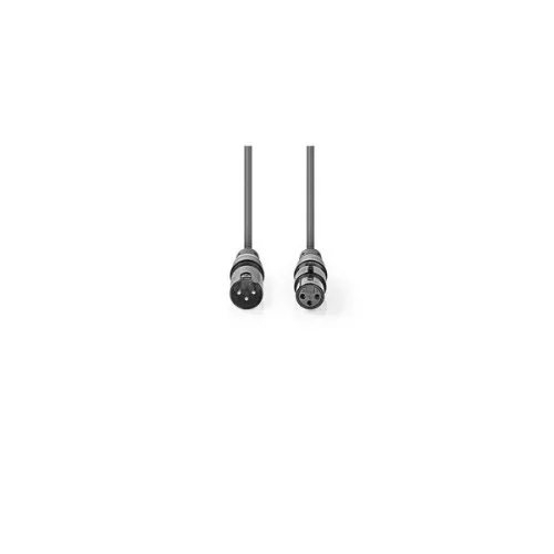 Nedis  COTG15012GY150 DMX adapter kábel, XLR 3 tűs apa | XLR 3 tűs anya | Nikkelezett | 15,0 m | kerek | PVC | Sötétszür
