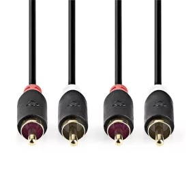   Nedis CABW24200AT20 sztereo audió kábel 2x RCA férfi,  2x RCA férfi, Aranyozott,  2 m , kerek,  Antracit