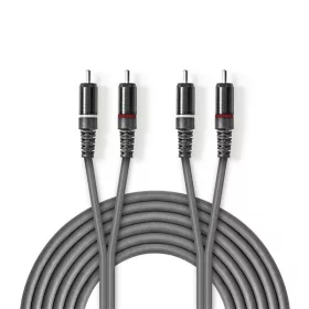   Nedis COTH24200GY50 sztereo audio kábel, 2x RCA dugó,  2x RCA dugó, Nikkelezett,  5 m, rugalmas