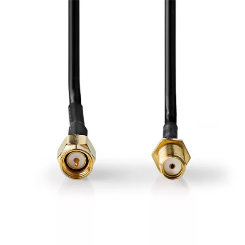 Nedis CSGL02010BK20 SMA kábel, SMA férfi,  SMA nő, Aranyozott, 50 Ohm,  árnyékolt, 2 m | kerek,  PVC, Fekete