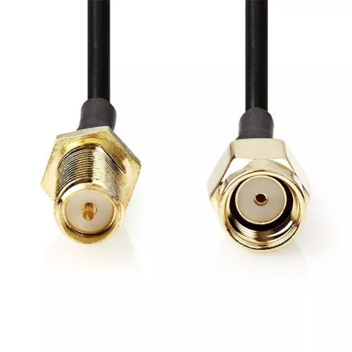 Nedis CSGL02210BK20 SMA kábel, RP SMA férfi, RP SMA női, Aranyozott, 50 Ohm, Egyetlen árnyékolt, 2,00 m, kerek