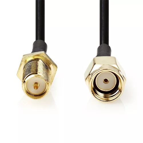 Nedis CSGL02210BK50 SMA kábel, RP SMA férfi, RP SMA női, Aranyozott, 50 Ohm, Egyetlen árnyékolt, 5,00 m, kerek