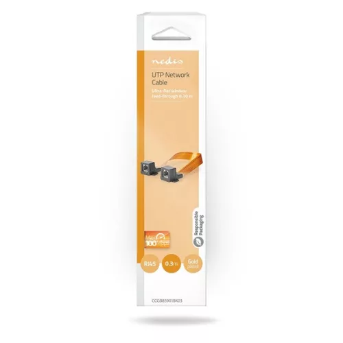 Nedis CCGB85901BK03 ablakátvezető patch kábel (szalagkábel), UTP, RJ45, 0,30 m
