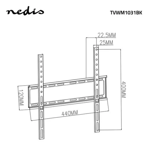 Nedis TVWM1031BK LCD TV / monitor fali tartó konzol 23 - 55 "  Max. teherbírás: 35 kg,  Min. faltávolság: 23 mm