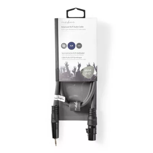 Nedis COTH15320GY10 balanced/szimmetrikus félprofi audio kábel, 3,5mm sztero jack dugó - 3p XLR aljzat, 1m, rugalmas
