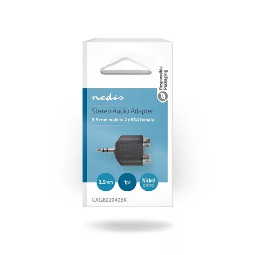 Nedis CAGB22940BK 3,5mm sztereo jack dugó - 2x RCA aljzat adapter